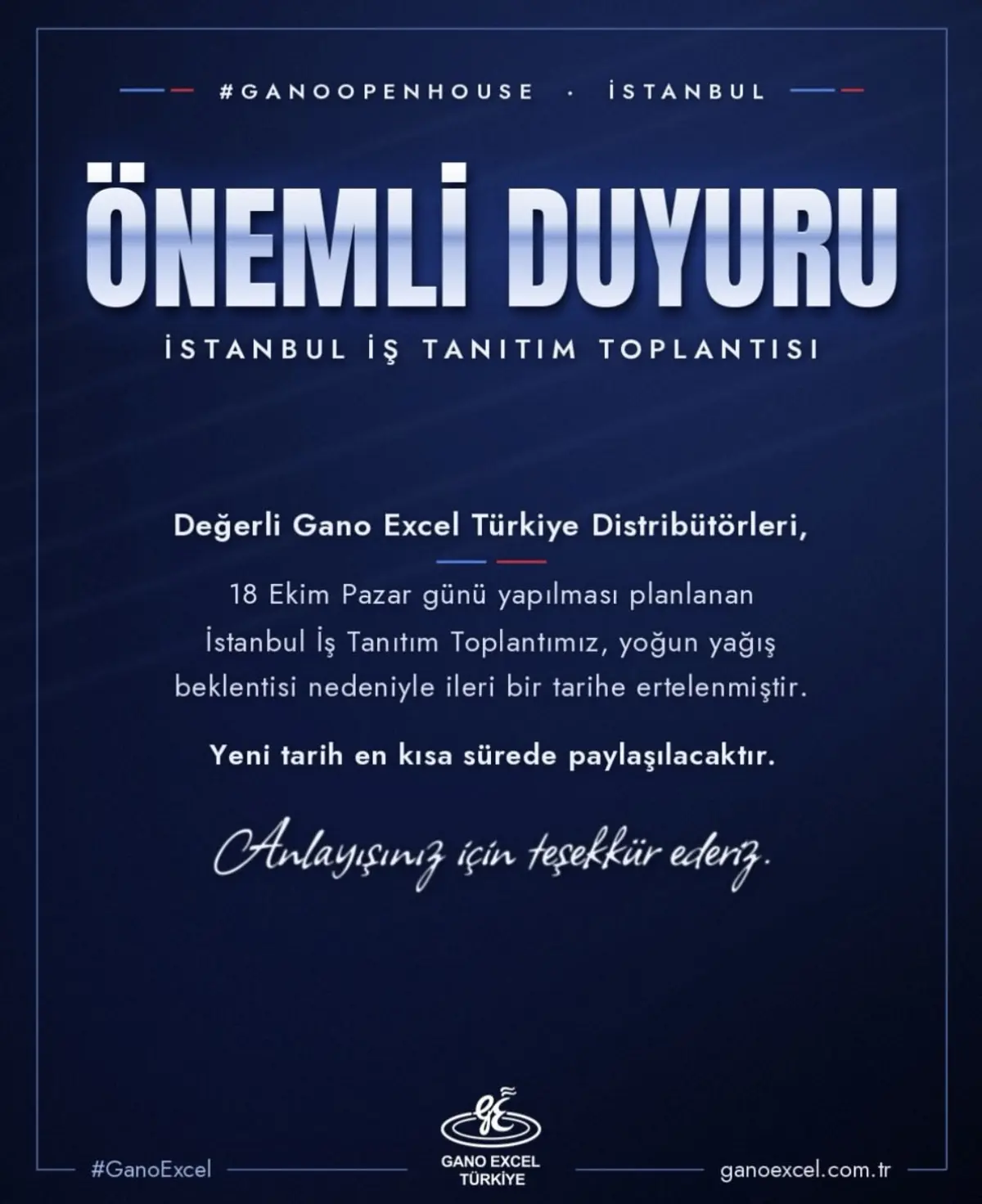 Önemli Duyuru - Melisa Boyraz Gano Excel